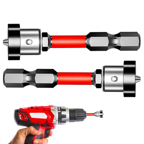 Puntas magnéticas de destornillador antideslizantes - 2 puntas magnéticas a prueba de golpes para cargas pesadas - Punta magnética multifuncional portátil antideslizante para destornillador eléctrico