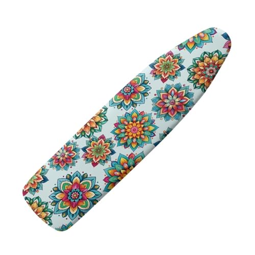 FANCOSAN Mandala Floral Ironing Board Cover Boho Style Non Stick Scorch and Stain Resistant Ironing Board Protective with Elastic Edge and Hook and Loop Fasteners,15x54 Inch