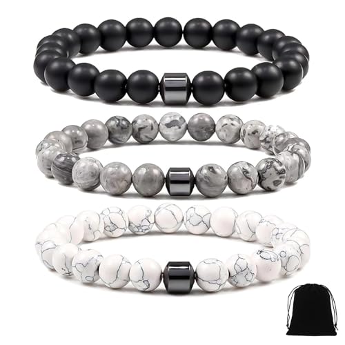 VQUNBG 3 Pcs Anti-Alcohol Bracelet 8mm Adjustable Magnetic Wellness Bracelets Anti Alcohol Magnetic Bracelets for Women Man Reduce the Urge to Drink
