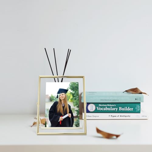 Gold Floating Picture Frame, 6x8 Inches, For Photo 6x8, 5x7, 4x6, Classy For Wedding, Anniversary, Birthday, Home or Office Decoration