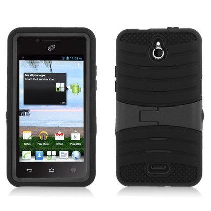 Aimo Wireless for Huawei Valiant Y301/Ascend Plus H881c MetroPCS/Straight Talk Armor 3-in-1 Case with Stand - Retail Packaging - Black