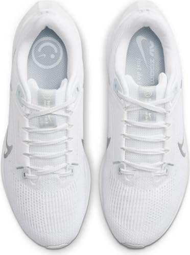 Nike Nike Women's W Air Zoom Pegasus 40Sneaker, White Metallic Silver Pure Platinum, 11 US