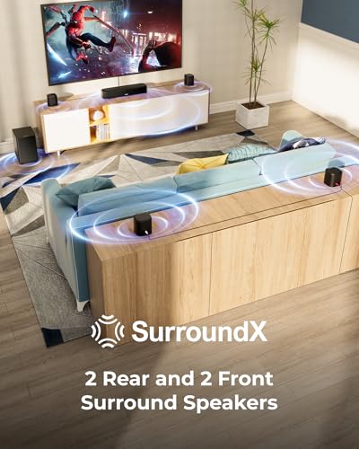 ULTIMEA 7.1ch Surround Sound Bar for Smart TV, with 4 Surround Speakers, Peak Power 330W, Surround Sound System Soundbar with Subwoofer, HDMI ARC, Bluetooth 6.0, Optical, Aux, Aura A40 Pro, 2026 Model - Image 4