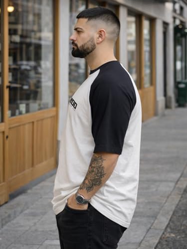 Image of Veirdo Men's 100% Pure Cotton Half Sleeve Plus Size Printed T-Shirt with Raglan Sleeve Stylish Comfortable & Durable Tees (Sizes: 2XL to 5XL)