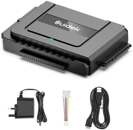 SUIDEK USB 3.0 to IDE SATA Converter - External IDE Hard Drive Reader for Universal 2.5 3.5 inch HDD/SSD Hard Drive Disk, IDE SATA to USB C Adapter Kit with 12V/2A Power Adapter
