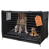 Dog Crate Cover 42 Inch - Large, Durable, Light-Reducing & Waterproof Crate Cover with Storage Pouch, Mesh Window & Protection Clips - Opens on All Sides with Zippers for Cages