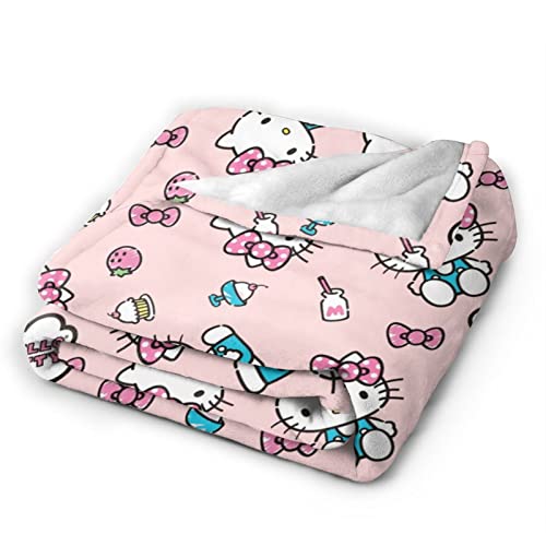 Cartoon Cute Cat Pattern Blanket Soft Cozy Portable Fuzzy Throw Blankets For Sofa Bed 60"X50" #TOP1