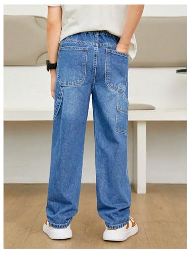 Verdusa Boy's Straight Leg Denim Pants Trousers Elastic Waist Jeans with Pockets2