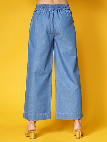 Image of NOVIO Cotton Blend Women Mid Rise Fashion Palazzo for Women