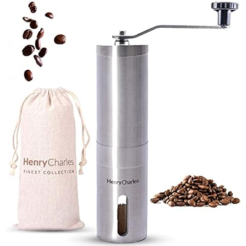 Molinillo Café Manual Henry Charles con Moledores Ajustables y Bolsa de Viaje Cover