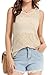 Bosmeer Sweaters for Women Trendy Sleeveless Hollow Vest Fishnet Tops Beach Outfits Summer Womens Clothes Apricot X-Large