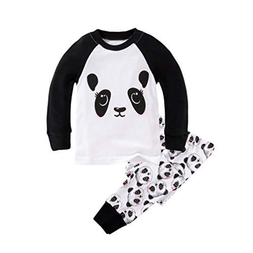 YuanDiann Garçon Fille Pyjama Dessin Animé Impression Vêtements De Nuit 2 Pièces Ensemble Enfant Manche Longue Doux Tops Shirts & Pantalon Habit Noel Tenue 2-7 Ans Panda 3 Ans Cover