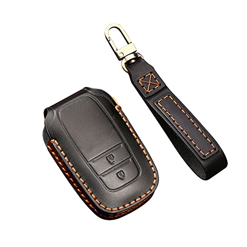 ontto Funda para Llave de Coche Compatible con Toyota CHR Auris Avensis Prius Aygo Camry Corolla Prado Crown, Mando a Distancia de Piel, 2 Botones, Color Negro