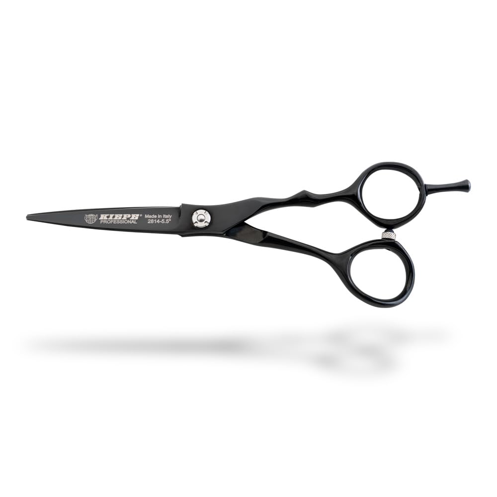 Kiepe 2814 Monster Cut Tijera profesional de corte 5,5 pulgadas – Tijera ergonómica con filo Convex Razor y recubrimiento de titanio negro, Made in Italy