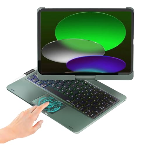 Image of BABG for iPad 10th 11th (A16) Case with Keyboard&iPad Air 11(M4,M3,M2),360Swivel,7 Use Modes,Rainbow Backlight Keyboard for iPad Pro 11(1st /2nd /3rd /4th Gen)&iPad Air 5th /Air 4th- Green