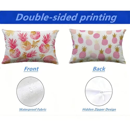 Housse de Coussin de Jardin Imperméable Rose en Lin 60x80 cm - 3