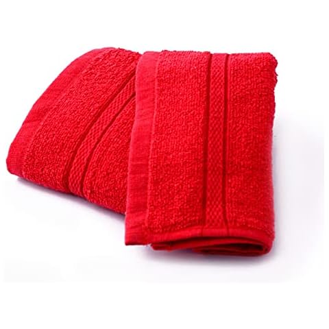 10x Premium Washcloths Set 100% Cotton Antibacterial Highly Absorbent and Soft Feel Multi-Purpose Fingertip Towels & Face Cloths ( 33x33 cm) (Red) Cover