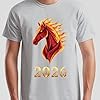 D&T 2026 Fire Horse Graphic Tee Year of The Horse Chinese Zodiac Menâ€™s T-Shirt Womenâ€™s Ladies Top Commemorative Design Unisex 2XL White #1