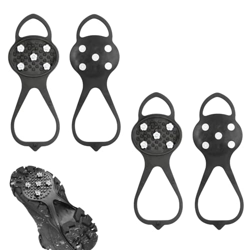 2PCS Crampons Chaussures Randonnée, Raquette Neige, Crampons Anti Verglas,Crampons à Neige Et Glace Antiglisse avec 5 Crampons, pour Chaussure pour Hiver...