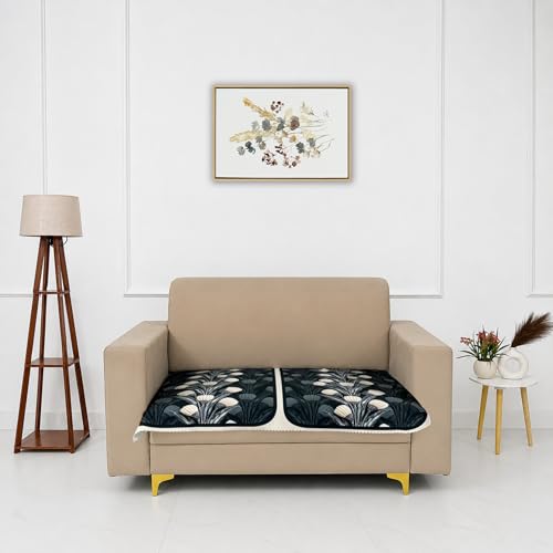 Image of Homerz Premium 'Luxe Series' Sofa Cover | Holland Velvet Fabric | Smooth Finish | Anti-Slip Fleece Backing Couch Protector (Terrace Vein, 2 Seater, Only Seat Cover)