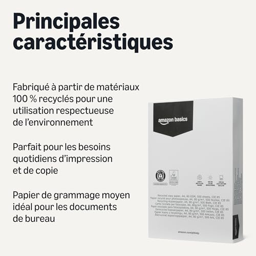Papier recyclé A4 80g Amazon Basics anti-bourrage pour imprimantes de bureau - 2