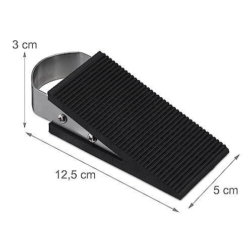 Relaxdays Set of 4 Door Wedges, Doorstop, Non-Slip, No Slamming, HWD: 3 x 5 x 12.5 cm, Rubber & Stainless Steel, Black - Image 4