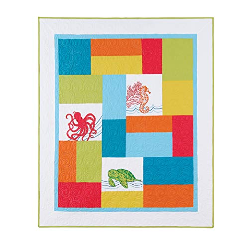 C&F Home Tropical Escape Patchwork Cotton Blend Quilted Accent Throw Blanket 50" x 60" All Seasons Summer Coastal Nautical Beach Home Indoor Sofa Couch Chair Bed Bedroom Machine Wash Decor Decoration