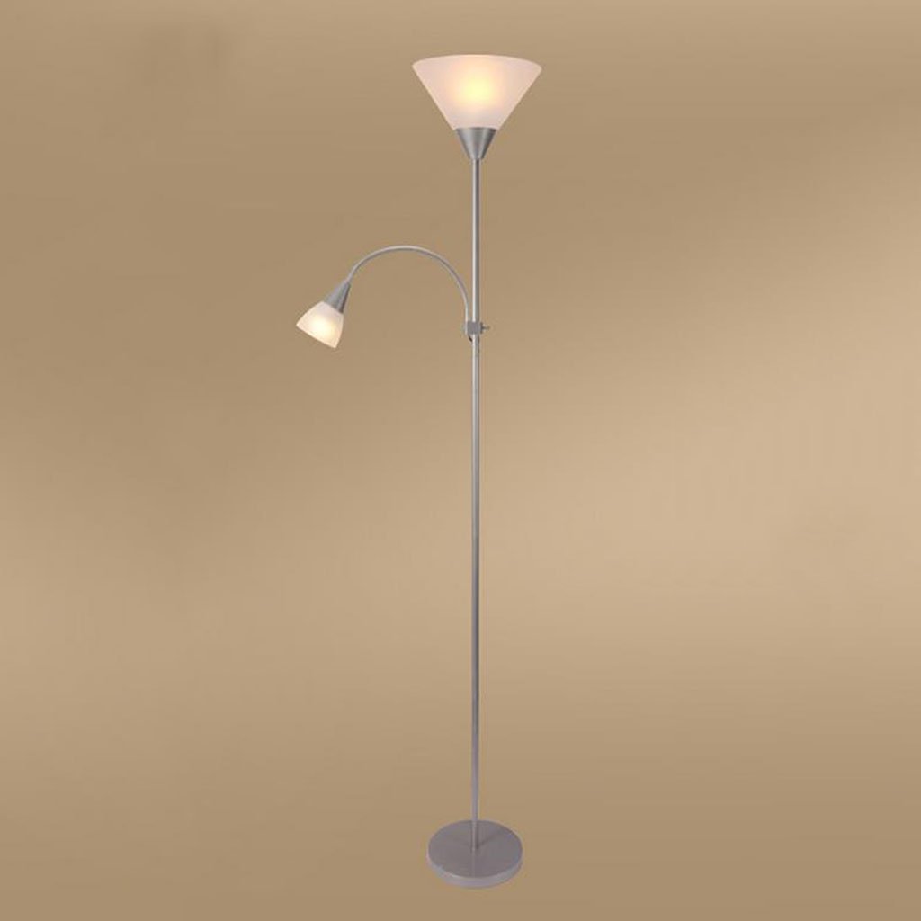 Lampe de plancher LED au design contemporain argent, lumière blanche épurée