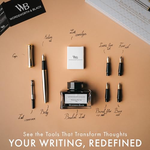 Image of Wordsworth & Black Luxury Fountain Pen Set for Writing, 6 Nibs, Silver Chrome