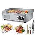 Shikha 22'' Electric Countertop Griddle,110V 3000W Non-Stick Commercial Restaurant Teppanyaki Grill Stainless Steel Adjustable Temperature Control 122°F-572°F