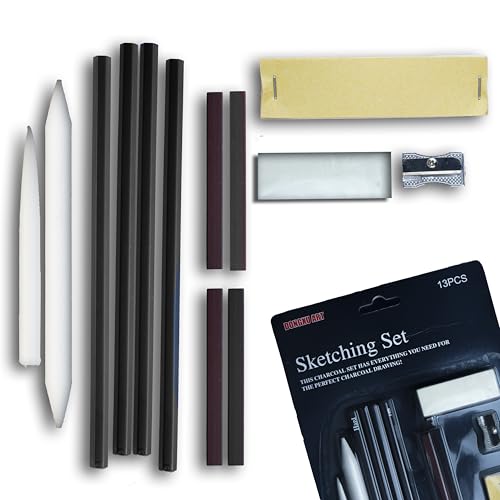 Artists Sketching Kit 11 Pcs Drawing Set with 2 Graphite Pencils, 2 Compressed Charcoal, 2 Graphite Sticks, 2 Charcoal Sticks, Blending Stump, Kneaded Eraser & Sandpaper Block product image 8