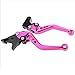 PROCNC Motorcycle Short Adjustable Brake Clutch Levers Fit for Kawasaki Z250SL 2016-2017 Ninja 300R/Z300 2013-2018 Ninja 250R 2008-2012 Ninja 400 2018-2024 (Pink)