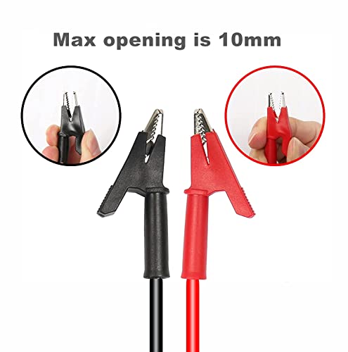 Image of Dual Alligator Clips Electrical Test Leads,Insulation Car Battery Test Lead, for Multimeter Leads,Jumper Wires Alligator Clips Length 3.3 ft (Black & Red