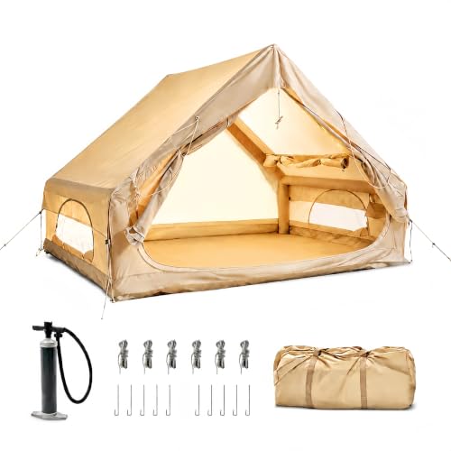 Image of Inflatable Glamping Tent for Family Camping, 4-6 Person Air Tent w /Skylight