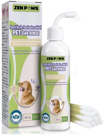 Dog and Cat Ear Cleaner Solution – Ear Drops – – Advanced Veterinary Formula Clinical Care. Remove Wax and Build up and Relieve Itchiness – Alcohol-Free
