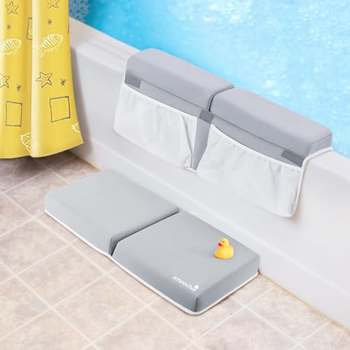 Image of Smoochie Comfortable Baby Bath Kneeler and Elbow Rest Pad Set - Knee and Elbow Mat for Baby Bath, Bathtub Kneeling Pad - Elbow and Knee Saver Bathtub, Bath Kneeling Pad for Bathing Baby, Extra Thick