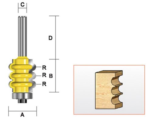 Kempston 324011 Triple Flute Bit, 1/4-Inch Shank, 7/8-Inch Cutting Diameter by 1-Inch cutting Length 1/8-Inch Radius