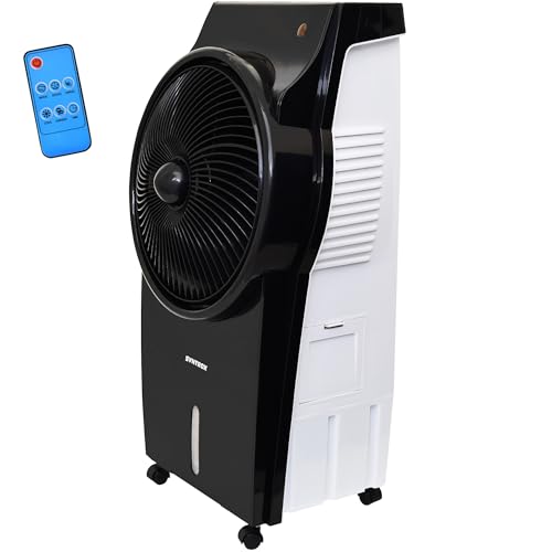 Syntrox Verdunstungskühler Wasser gekühlt Blowy | Ventilator | Wasserkühler, Ventilator mit Luftbefeuchter, 95 Watt, mit Rollen und Fernbedienung,...