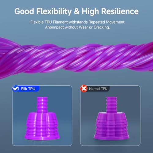 Image of Reprapper Silk TPU Filament, 95A Shore Hardness TPU 1.75mm Bundle, Elastic 3D Printer Filament Pack, Flexible & Soft Filament for 3D Printer (± 0.03mm) 4 * 250G, Blue /Red /Purple /Grey