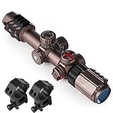 DISCOVERYOPT 1.2-6x24 Rifle Scopes Red Illuminated Optical Rifle Scope for Hunting, 30mm Tube Airsoft Gun Scope with Free Mounts