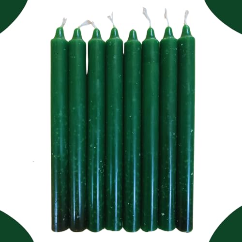8 Velas Cor VERDE com 16 Cm de altura, palito, Artesanal, Maciça, referente ao número 5, Marca Velas
