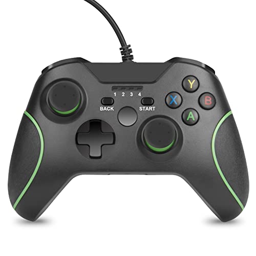 ARyee Mando Xbox One con Cable, Xbox Wired Controller con Vibración Dual y Jack de Audio, Mando Xbox con Cable USB Gamepad Compatible con Xbox One Xbox Series X|S, PC (Win7/8/10)