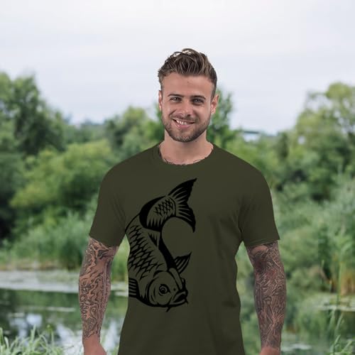 Bang Tidy Clothing Men's Koi Carp Fish #1 T Shirt Mil Green L - Image 6