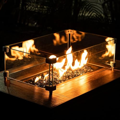 Image of Pulovin 10 lbs Fire Glass for Propane Fire Pit, 1 /2 Inch Fire Pit Glass Rocks for Gas Fireplace, Reflective Glass Rocks for Fire Pit Table, Cobalt Blue