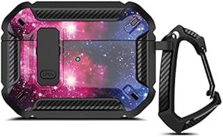 جراب مضاد للصدمات من الموعز لسماعات ايربودز برو الجيل الثاني (2022) للرجال والنساء مع قفل وحلقة تثبيت، جراب حماية لكامل الهيكل لسماعات ايربودز برو 2، سماء مليئة بالنجوم