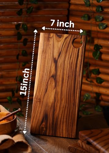 Image of Handcrated Teak Wood Cutting /Chopping Board | Reversible | (15x7x0.75 Inches) | Multipurpose Board | Long-Lasting | Excellent for Vegetables & Fruits (Teak Small)