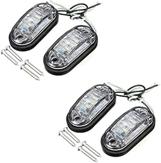 KOMUNJ 4 Pcs Oval LED Lamps Side Marker Lights, Front Rear Lights Universal Indicator of Position, for Truck Trailer Van Caravan Lorry Car Bus Boats (White)