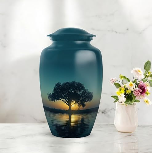 Image of Personalized Tree - Large Urns for Human Ashes Adult Male - Burial Urn for Ashes for Women - Decorative Cremation Urns - 10 Inch - Large with Velvet Bag - Funeral Urns for Human Ashes Adult