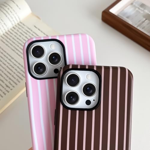 Coque iPhone 14 Pro MagSafe antichoc et fine en TPU marron à rayures - 4