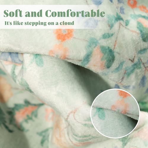 Alfombra Area MUJOO 5x7 Boho Floral Verde Lavable miniatura 5